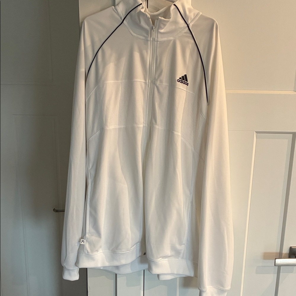 Adidas White Jacket (Full Zip Warmup)